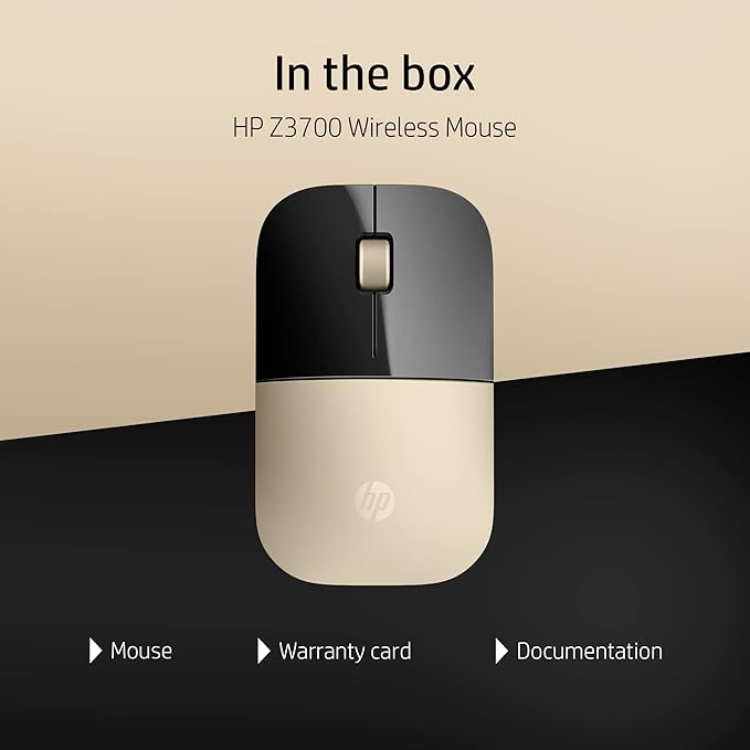 HP Z3700 Wireless Mouse - Up to 1200 dpi / Black/Gold Color