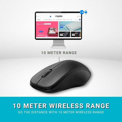 Rapoo 1620 Wireless Optical Mouse - 2.4 Ghz / 1000 DPI - Black