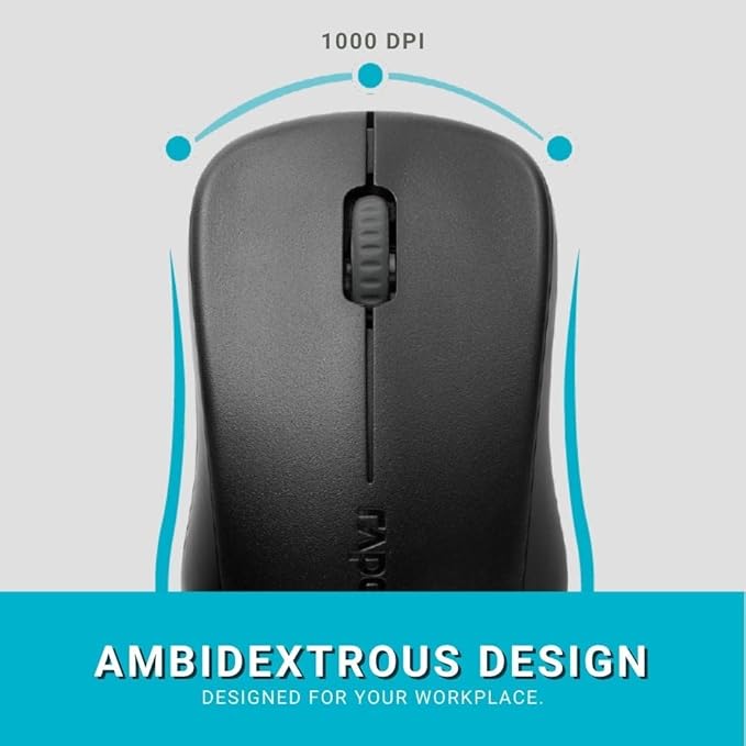 Rapoo 1620 Wireless Optical Mouse - 2.4 Ghz / 1000 DPI - Black