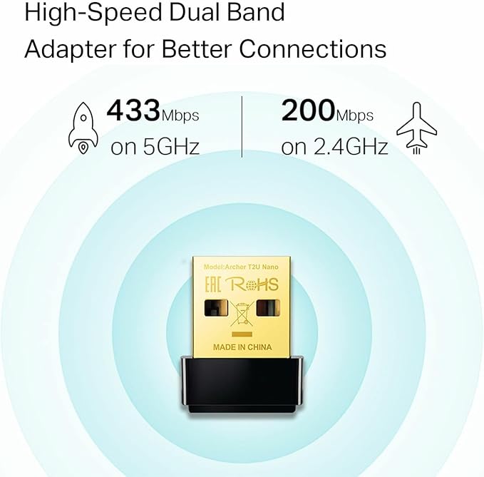 TP-Link Archer T2U (AC600) Nano Wireless USB Adapter - 600Mbps / USB 2.0