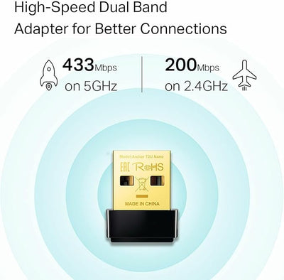 TP-Link Archer T2U (AC600) Nano Wireless USB Adapter - 600Mbps / USB 2.0