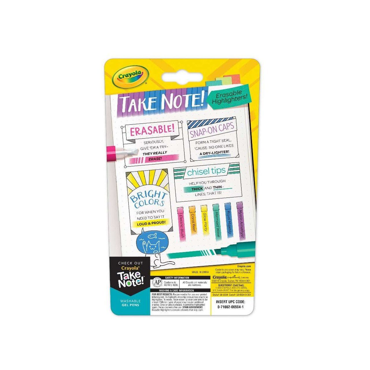 6CT.TAKE NOTE ERASABLE HIGHLIGHTERS