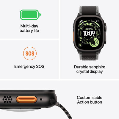 Apple Watch Ultra 3 - LTPO OLED / 64GB / 49mm / Bluetooth / Wi-Fi / Cellular / Black Titanium Case with Black Ocean Band