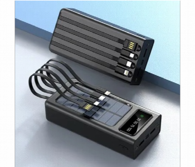 Airmez 30000mAh Solar Power Bank – High Capacity with Built-in Cables