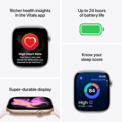 Apple Watch Series 11 - LTPO OLED / 64GB / 46mm / Bluetooth / Wi-Fi / Medium/Large / Silver Aluminum Case with Purple Fog Sport Band