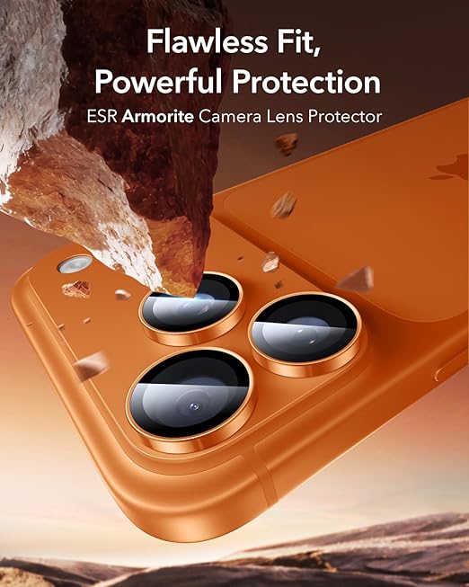 واقيات عدسات كاميرا ESR Armorite متوافقة مع iPhone 17 Pro / 17 Pro Max / 16 Pro / 16 Pro Max / 15 Pro / 15 Pro Max / 14 Pro / 14 Pro Max / أسود