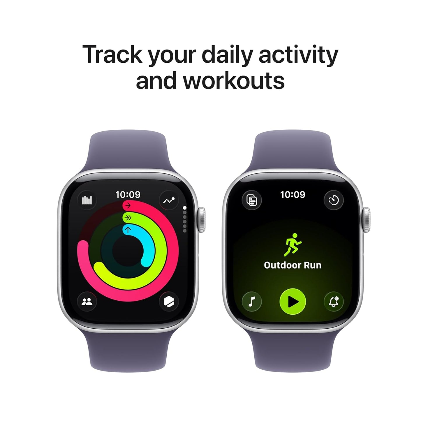 Apple Watch Series 11 - LTPO OLED / 64GB / 46mm / Bluetooth / Wi-Fi / Medium/Large / Silver Aluminum Case with Purple Fog Sport Band