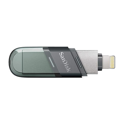 SanDisk iXpand Flash Drive Flip - 64GB / USB 3.1 Gen 1 / Lightning / Black and Silver