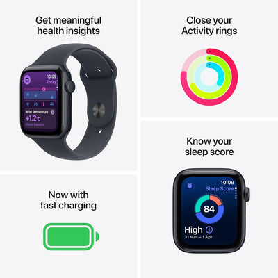 Apple Watch Series SE 3 - OLED / 64GB / 44mm / Bluetooth / Wi-Fi / Medium/Large / Midnight Aluminium Case With Midnight Sports Band