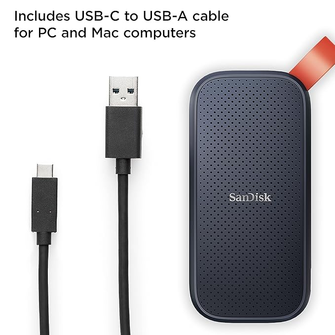 SanDisk Portable SSD - 1TB / Up to 800 MB/s / USB 3.2 Gen 2 Type-C / External SSD (Solid State Drive)
