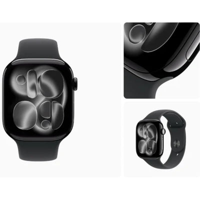 Apple Watch Series 11 - LTPO OLED / 64GB / 42mm / Bluetooth / Wi-Fi / Medium/Large / Jet Black Aluminum Case With Black Sport Band