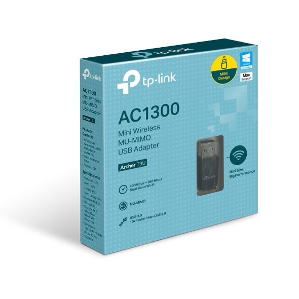 TP-Link AC1300 Mini Wireless MU-MIMO USB Adapter - 400 Mbps / USB3.0 / Black