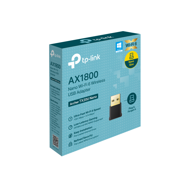 محول USB لاسلكي TP-Link TX20U Nano AX1800 Nano بتقنية Wi-Fi 6