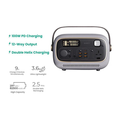 Aukey Power Studio 300 Portable Power Station 1297Wh 400W – Grey