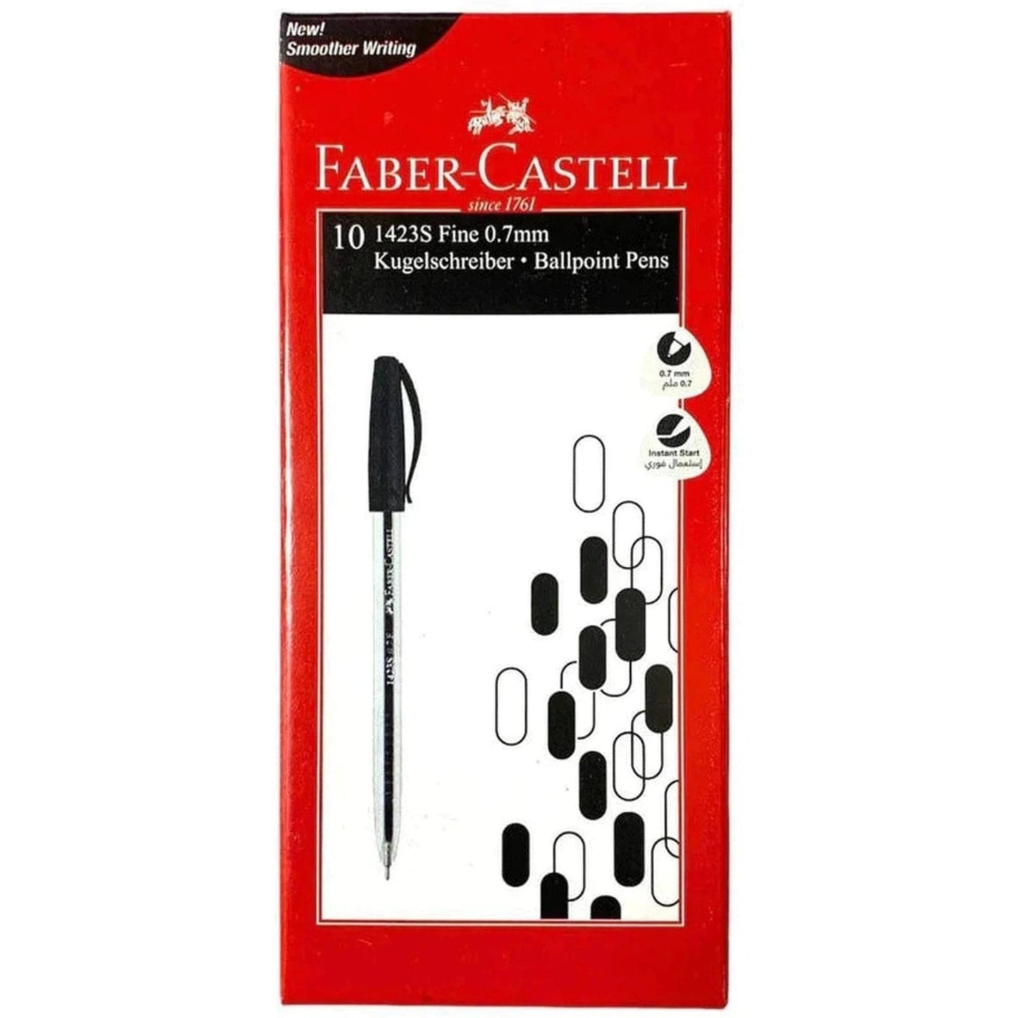 Faber Castell 1423 Medium 1.0 Mm Ballpoint 10 Black Pens