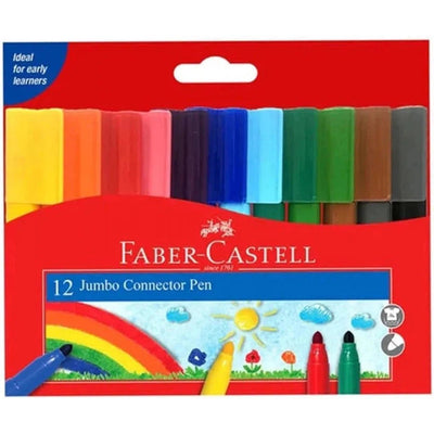 Faber Castell Jumbo Connector Felt Tip 12 Colored Pens