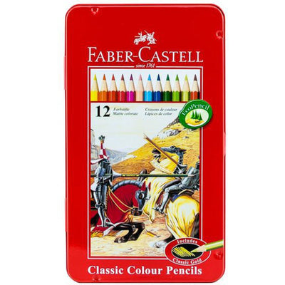 Faber Castell-Std Color Pencil 12 Colors (Flat Tin)
