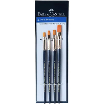 Faber Castell Synthetic Hair Flat Assorted Paint Brush, Set Of 4