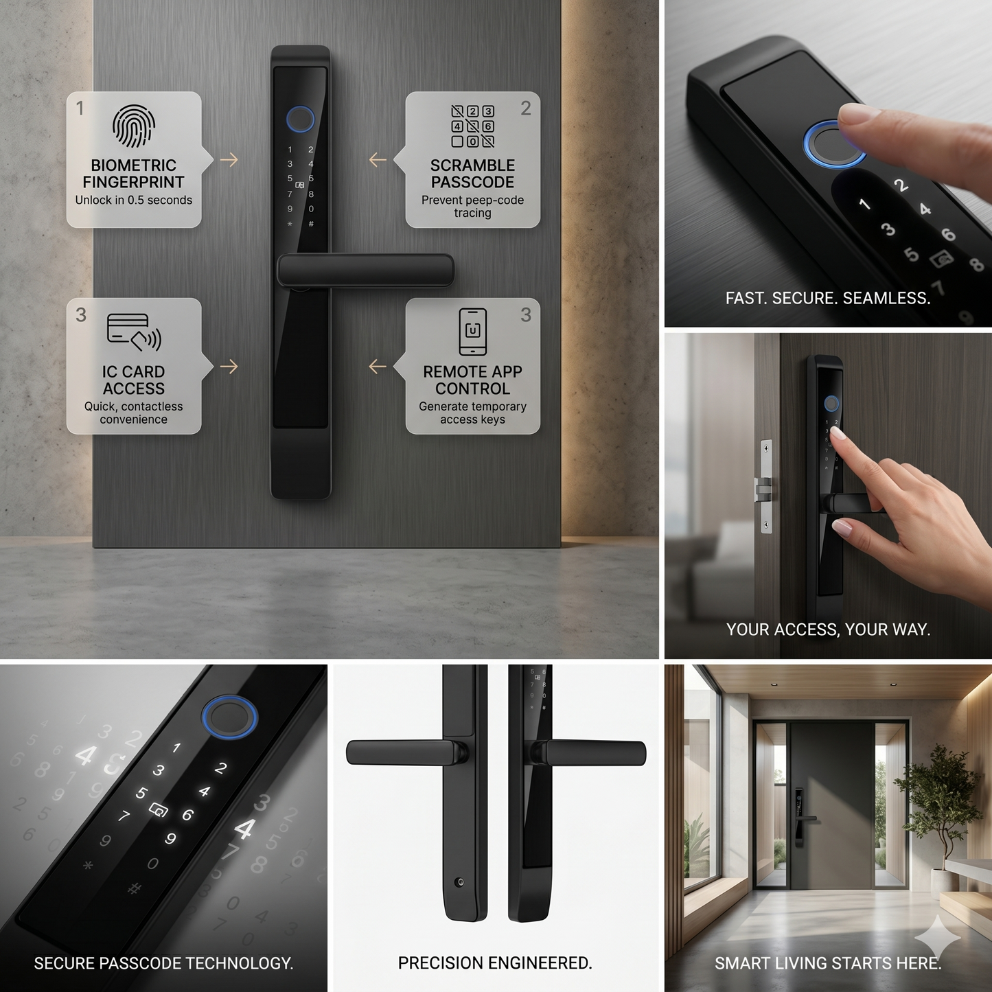 4-in-1 Biometric Smart Door Lock with Tuya App Control