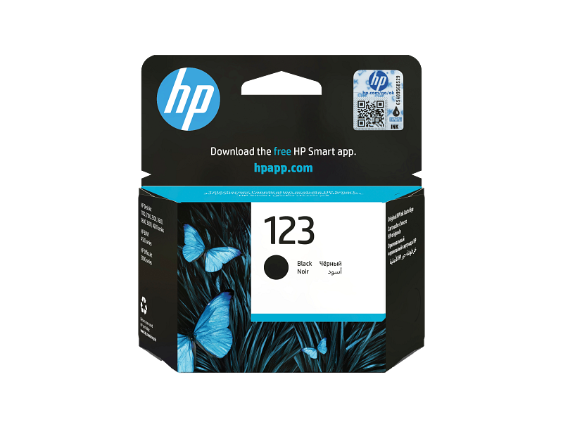 HP 123 Black Ink Cartridge - 120 Pages / Black Color / Ink Cartridge
