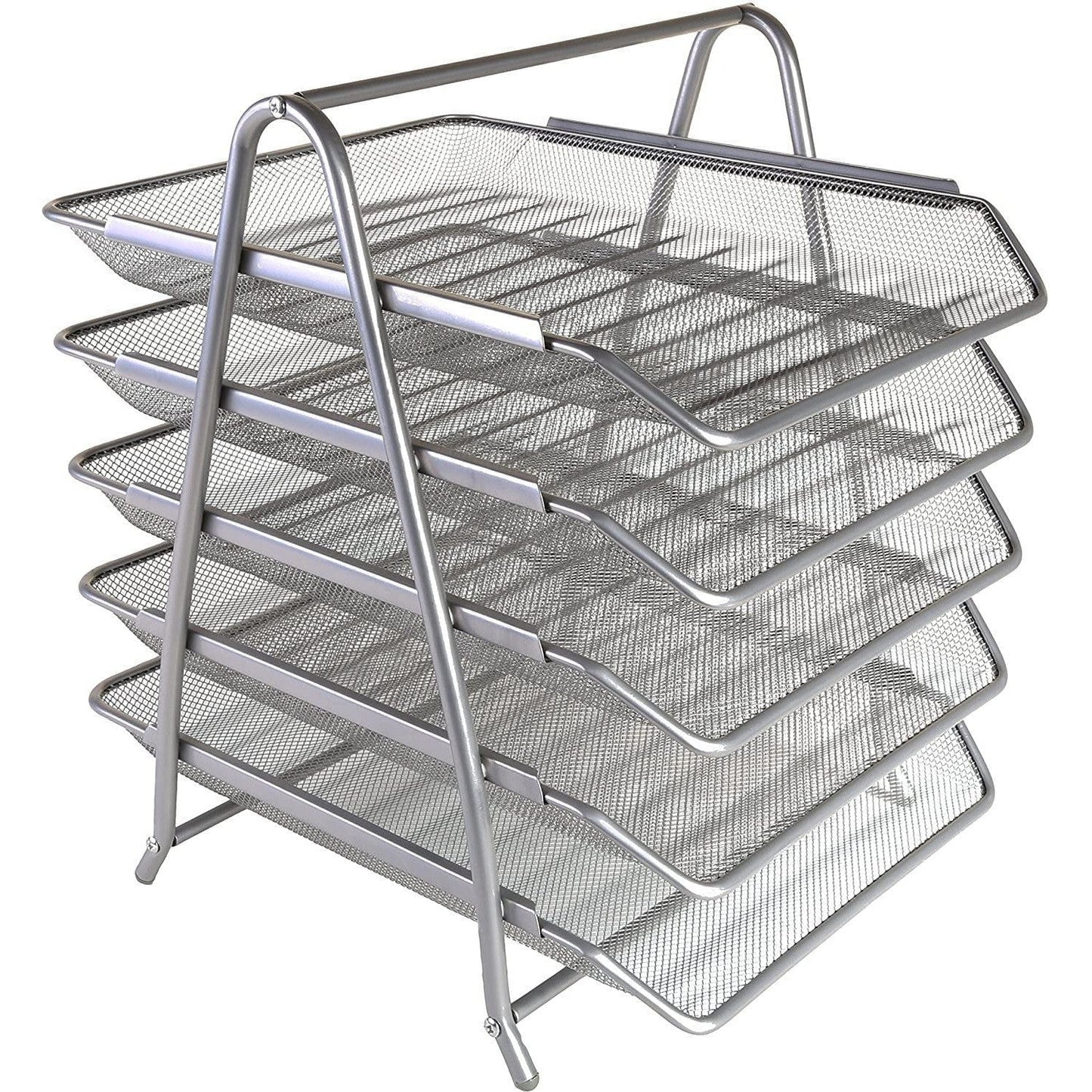 Letter Tray Metal 5 Tier Silver/Black
