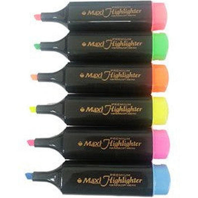 Maxi Highlighter Pen-6 Color Assorted Pack Of 6