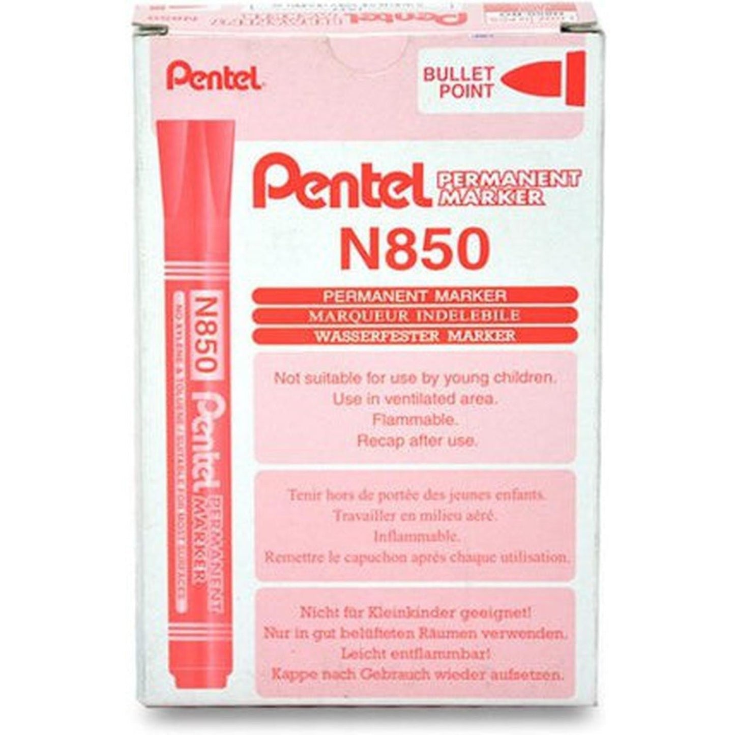 Pentel N850 Permanent Marker Bullet Tip 12Pcs/Pkt