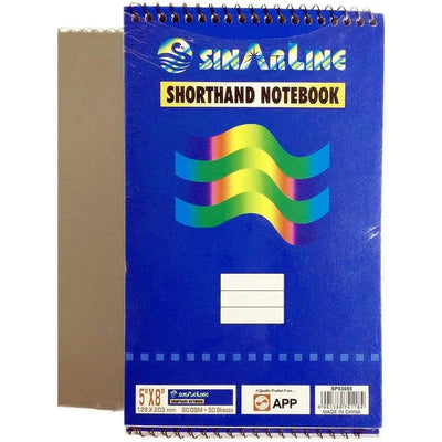 Sinarline Spiral Shorthand Pad - Top Spiral 70 Sheets Line Ruled