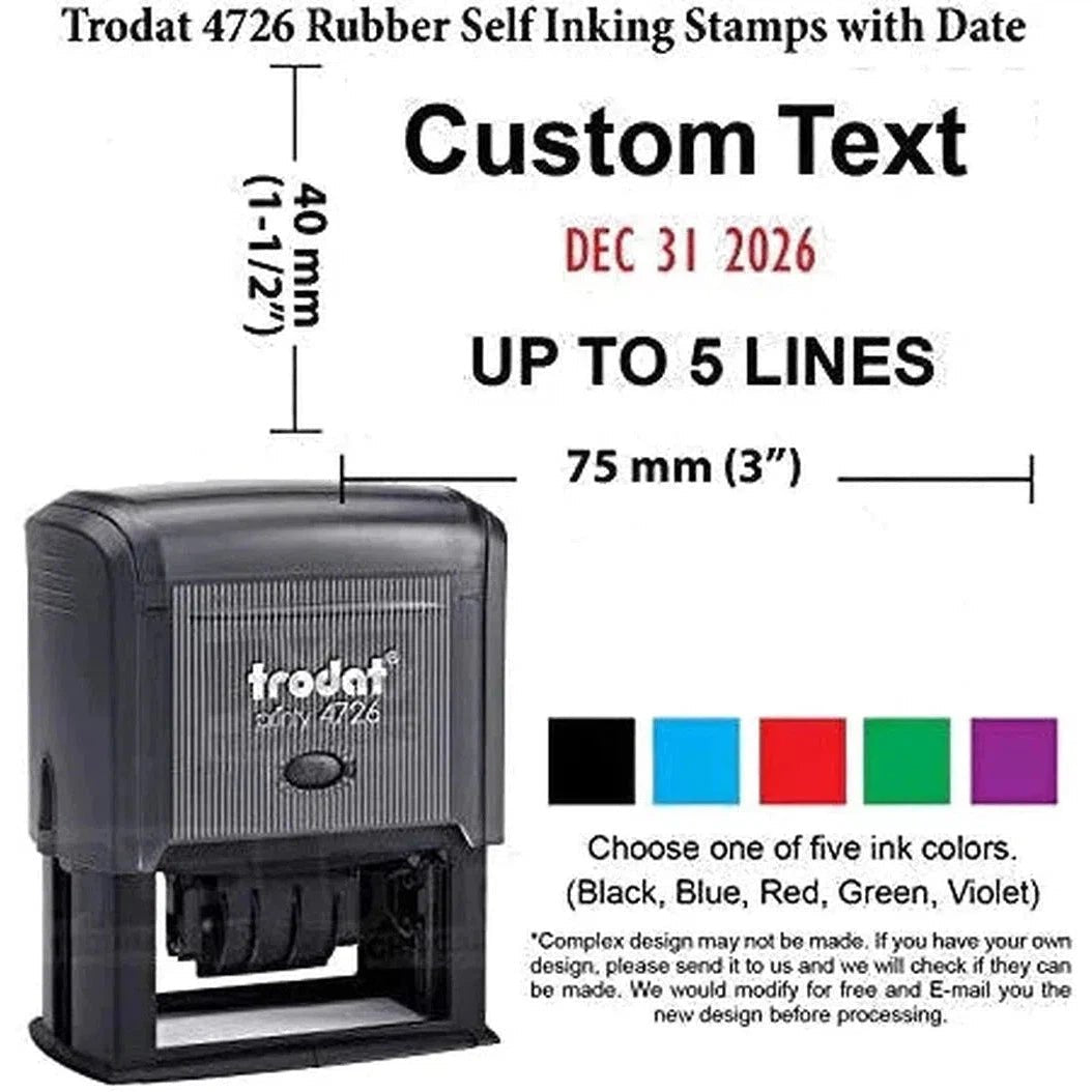Trodat 4727 Customized Dater Stamp 60X40Mm (2 Colours)