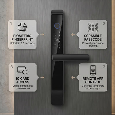 4-in-1 Biometric Smart Door Lock with Tuya App Control