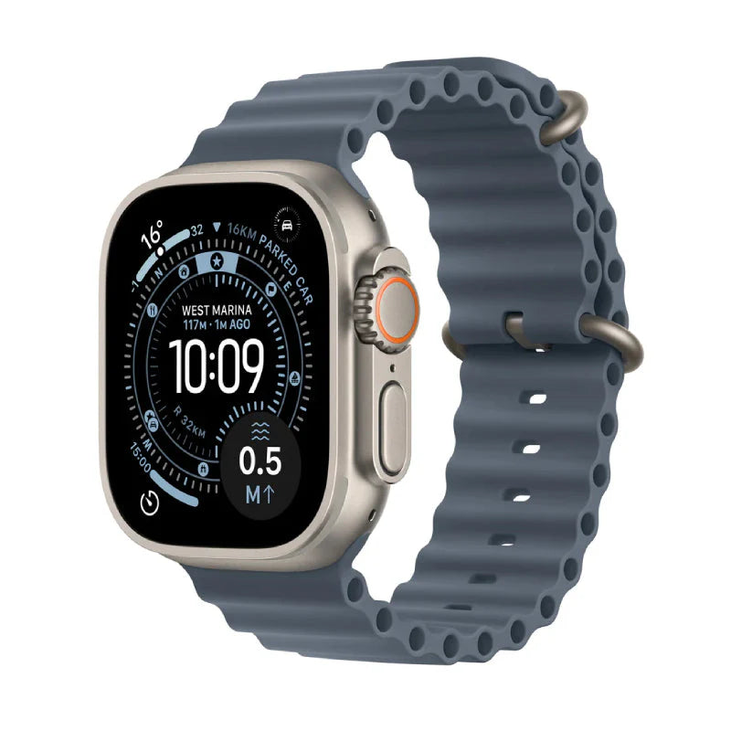 Apple Watch Ultra 3 - LTPO OLED / 64GB / 49mm / Bluetooth / Wi-Fi / Cellular / Natural Titanium Case with Anchor Blue Ocean Band