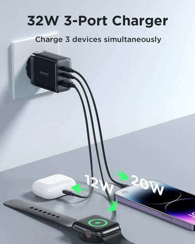 Joyroom 32W Mini Fast Charger – 2PD + QC Dual Ports (JR - TCF10) - Saif Al Najmi KwChargersJOYROOMSaif Al Najmi KwJR-TCF10UK132460JR - TCF10 Mini Fast Charger - 32W, Dual PD & QC Ports for Quick Charging