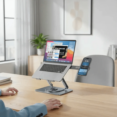 Porodo 360° Foldable Laptop Stand with MagSafe Holder Gray - Saif Al Najmi Kwlaptop standPorodoSaif Al Najmi KwPorodo 360° Foldable Laptop Stand with MagSafe Holder Gray