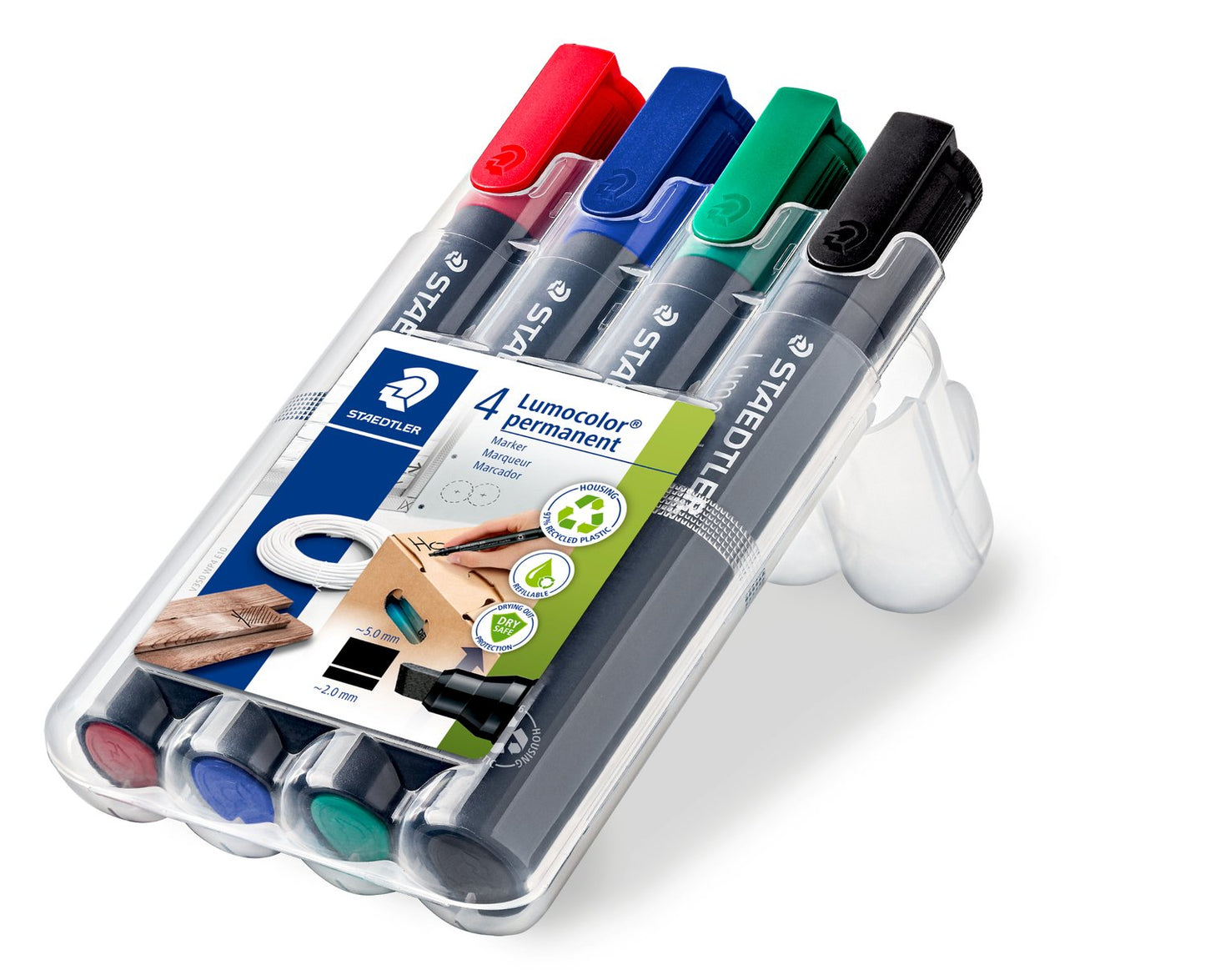 Staedtler Permanent Marker Chisel Tip Set Of 4 -350-Wp4