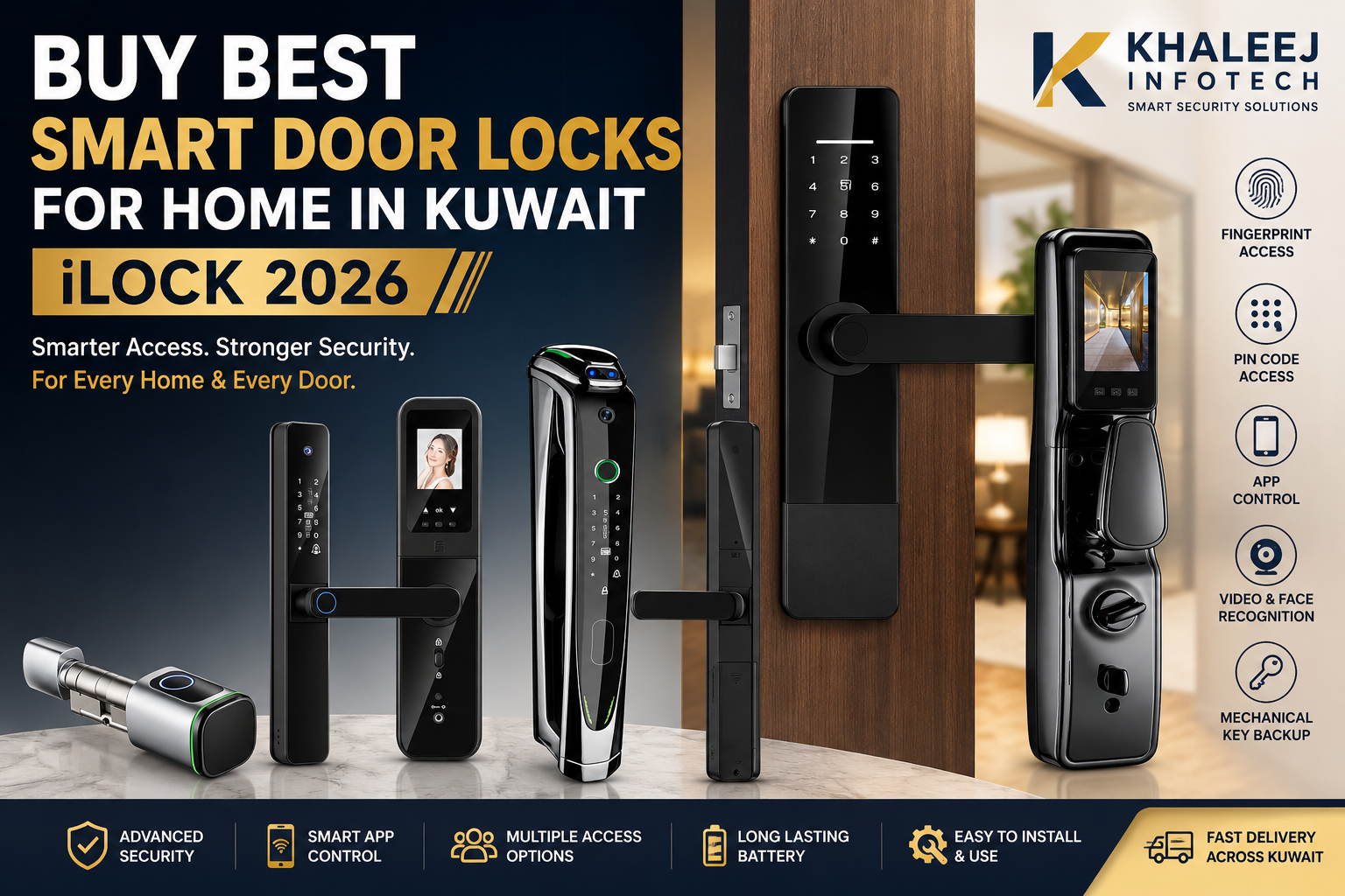 Buy Best Smart Door Locks for Home in Kuwait - iLock 2026