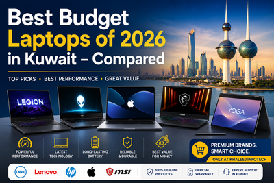 Discover the Best Budget Laptops of 2026 in Kuwait. Shop Dell, Lenovo, HP, Apple & MSI laptops online at Khaleej Infotech today.