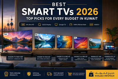 Discover the best Smart TVs of 2026 in Kuwait. Compare top QLED & 4K TVs and find the perfect TV for every budget at Khaleej Infotech.