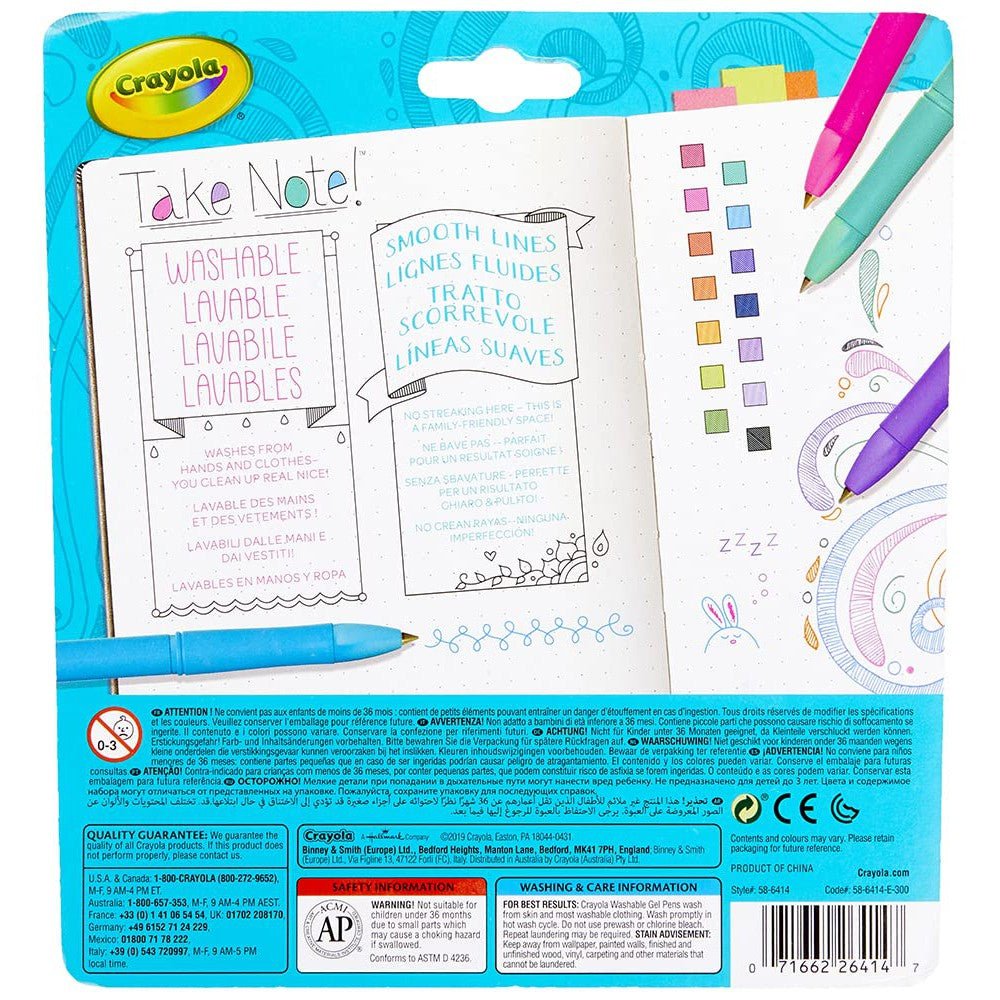 14 CT TAKE NOTE WASHABLE GEL PENS
