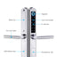Digital door lock with labeled components on a white background