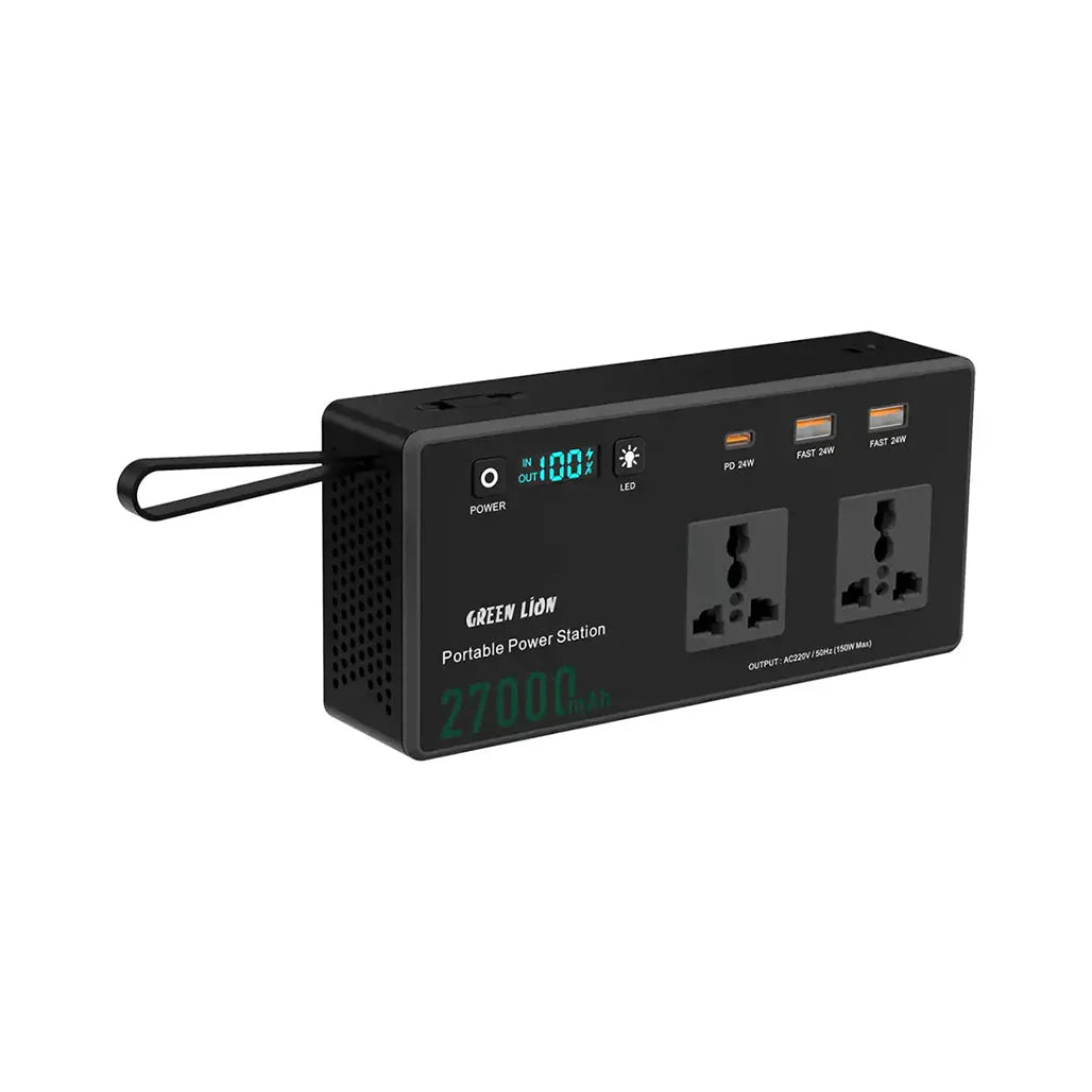 27000mAh Volt Mate Power Station PD 60W AC 150W Green Lion - Black - Saif Al Najmi KwPOWER STATIONGreen LionSaif Al Najmi Kw27000mAh Volt Mate Power Station PD 60W AC 150W Green Lion - Black
