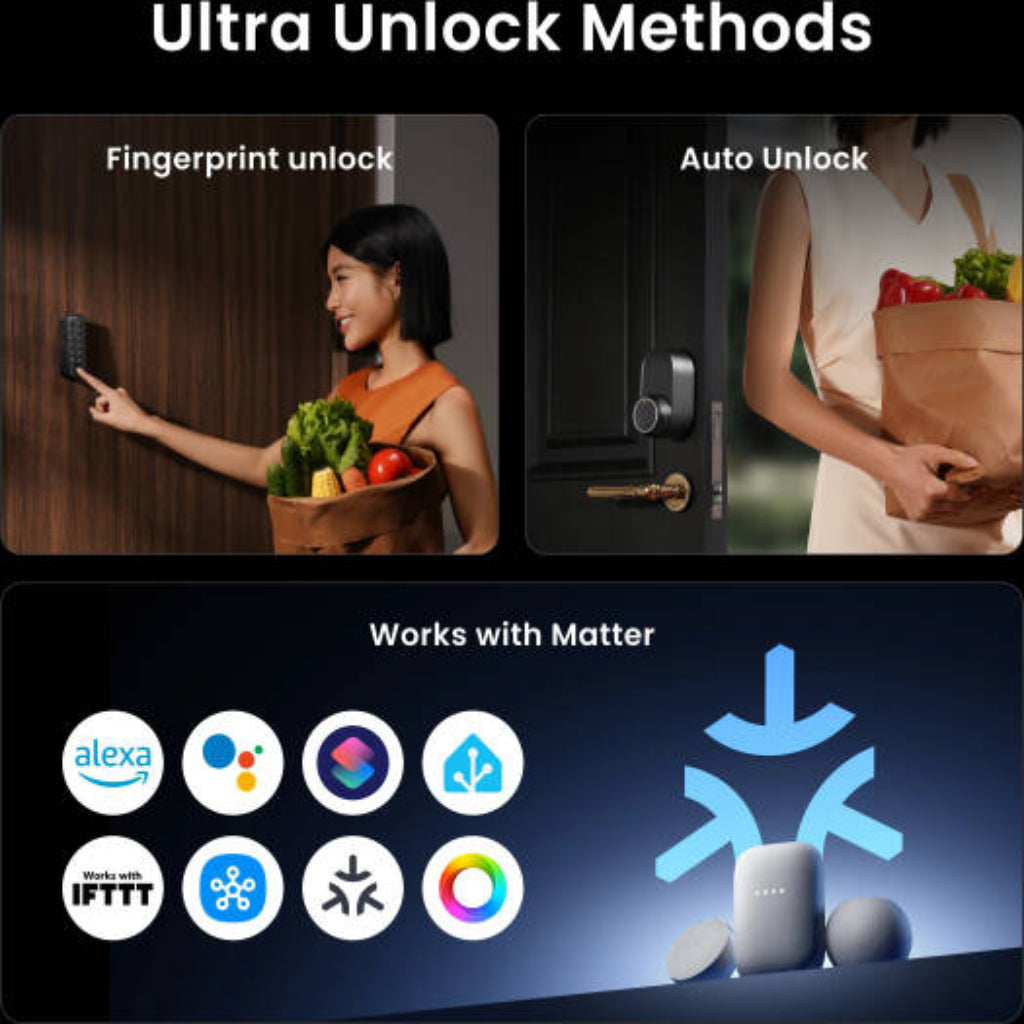 SwitchBot Lock Ultra Smart Door Lock Works with Alexa, Google & Apple Home, Black