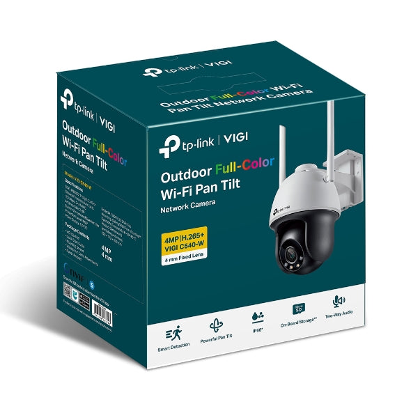 TP-Link (VIGI C540-W) VIGI 4MP Outdoor Full-Color Wi-Fi Pan Tilt Network Camera - 2560 X 1440 / LAN