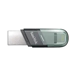 SanDisk iXpand Flash Drive Flip - 64GB / USB 3.1 Gen 1 / Lightning / Black and Silver