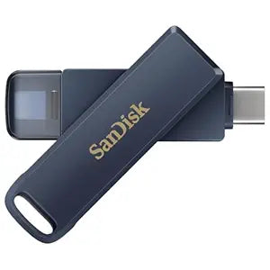 SanDisk iXpand Flash Drive Flip - 256GB / USB 3.1 Gen 1 / Lightning / Black and Silver