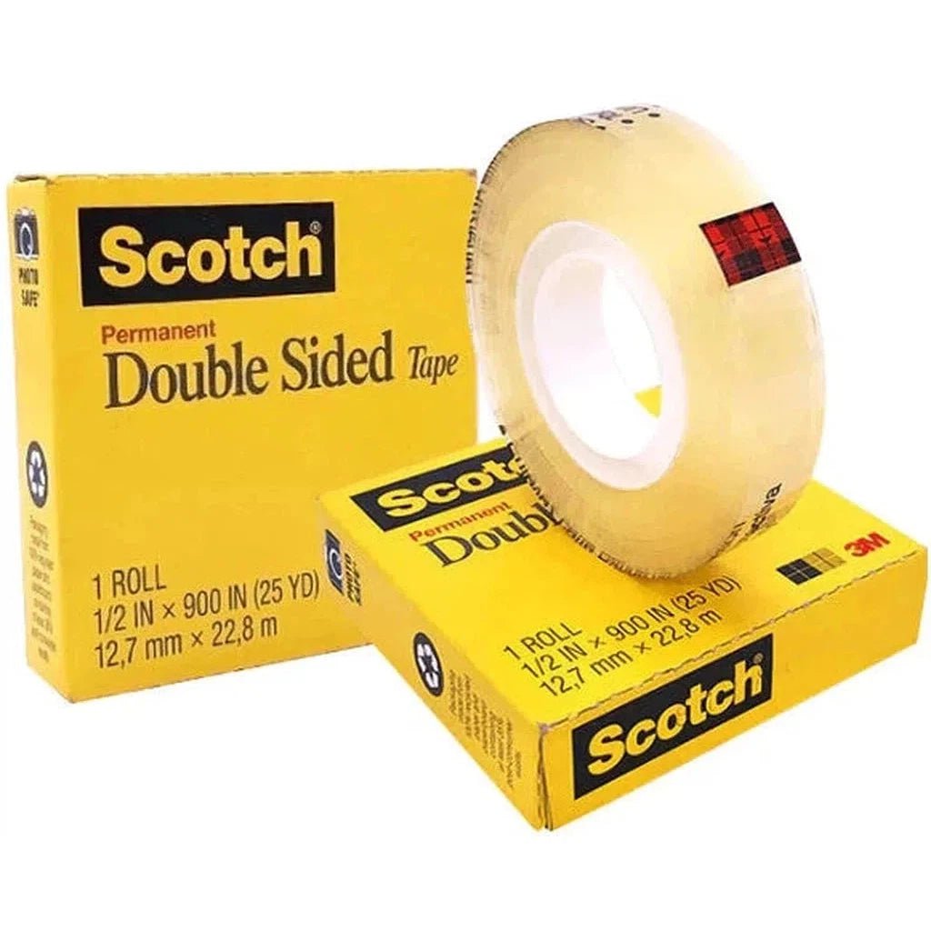 3M Scotch 665 Permanent Double - Sided Tape 1/2 Inch 25 Yards