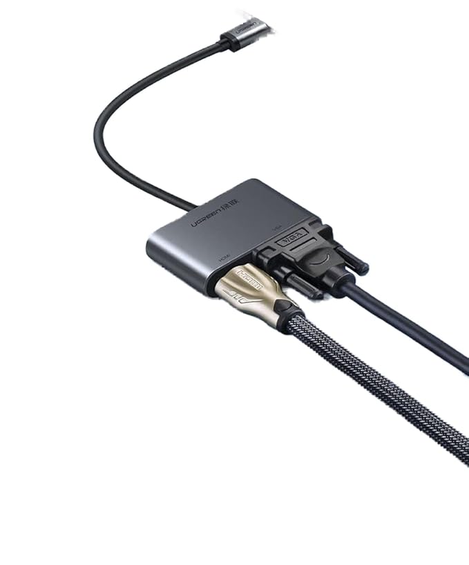 UGREEN USB-C to HDMI + VGA +USB 3.0 Adapter with PD - Space Gray