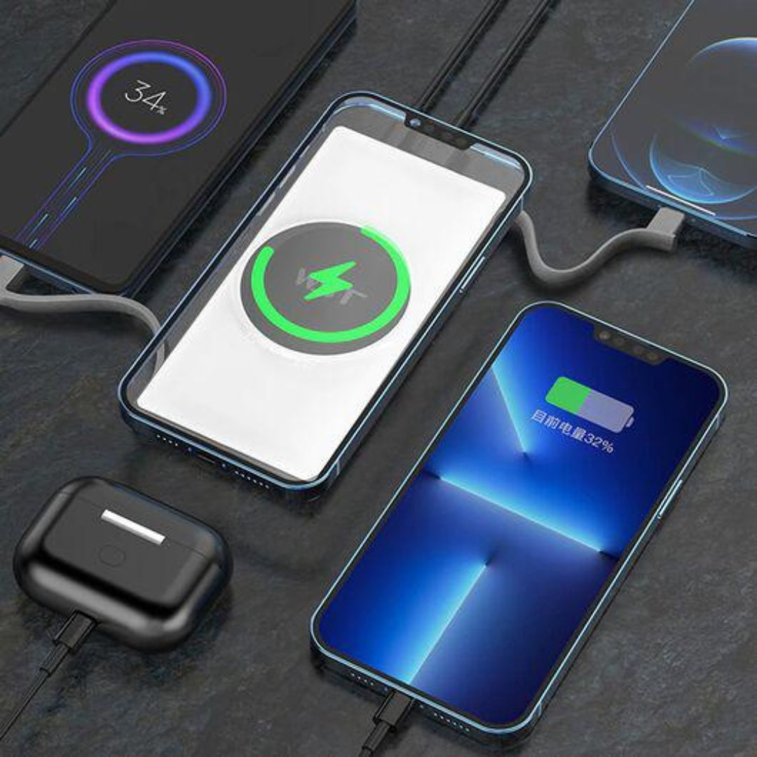 WST Magnetic Wireless Power Bank Docking Station 6 In 1 - Black