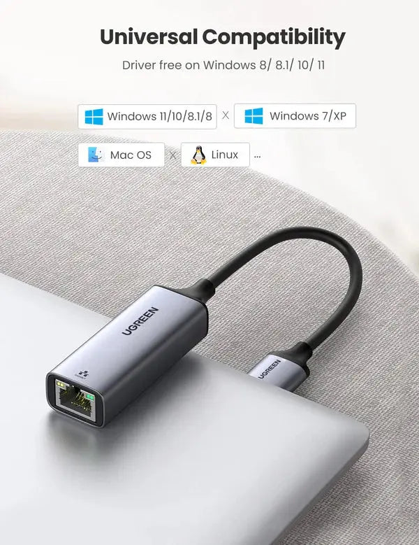 UGREEN USB to RJ45 Ethernet Adapter Aluminum Case - Space Gray