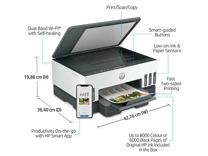 HP Smart Tank Printer 720 AIO – 15ppm / 4800dpi / A4 / USB / Wi-Fi / Color Inkjet