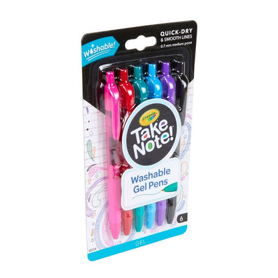 6 CT TAKE NOTE WASHABLE GEL PENS